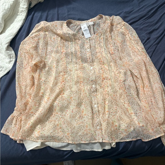 LOFT Tops - Loft Light Floral Blouse - Cream